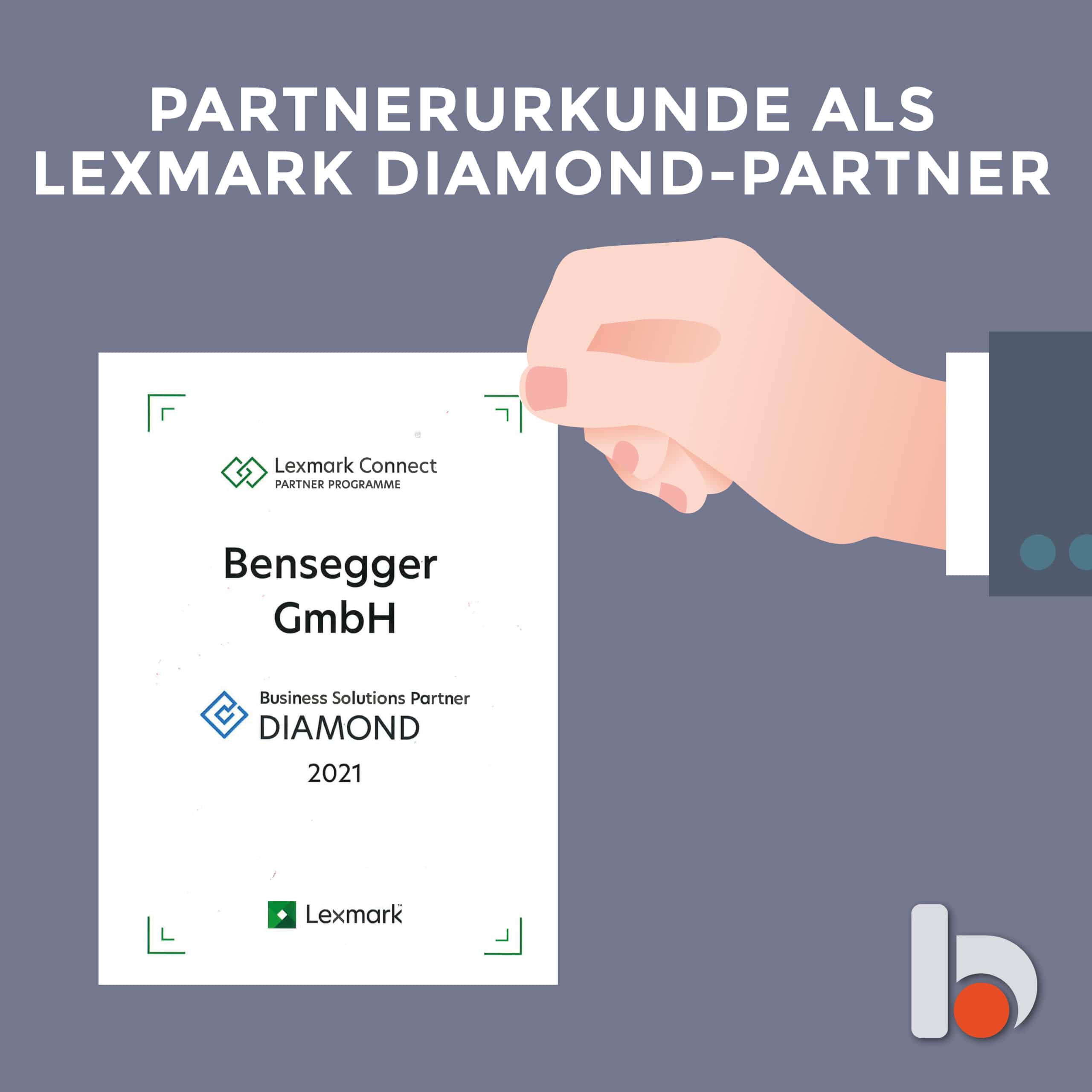 PARTNERURKUNDE ALS LEXMARK DIAMOND-PARTNER